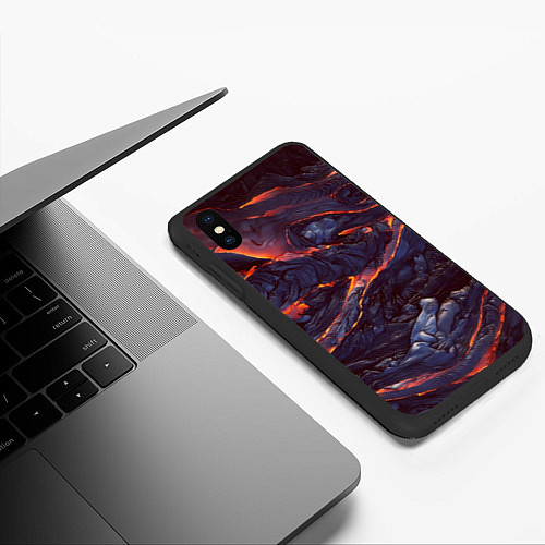 Чехол iPhone XS Max матовый Лавовые реки / 3D-Черный – фото 3