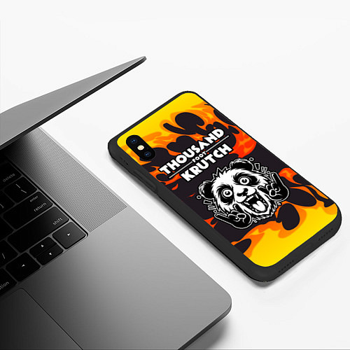 Чехол iPhone XS Max матовый Thousand Foot Krutch рок панда и огонь / 3D-Черный – фото 3