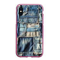 Чехол iPhone XS Max матовый Patchwork denim - vogue, цвет: 3D-малиновый