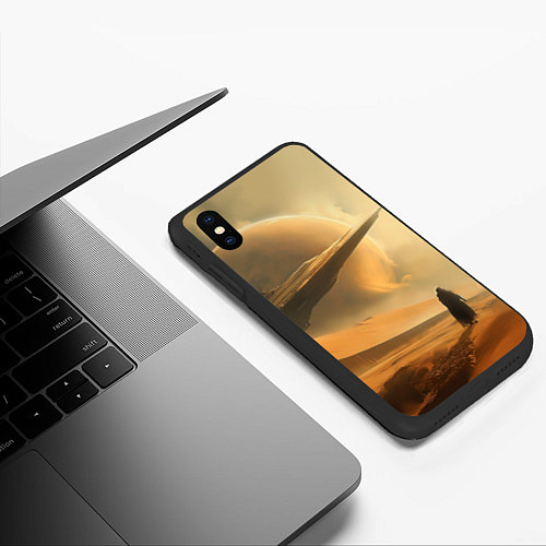 Чехол iPhone XS Max матовый Пустыня и космический корабль - Дюна / 3D-Черный – фото 3