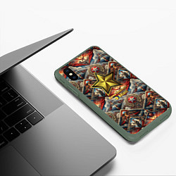 Чехол iPhone XS Max матовый День победы золотая звезда СССР, цвет: 3D-темно-зеленый — фото 2