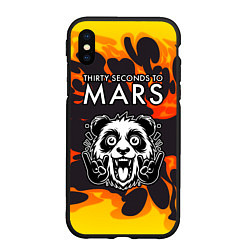 Чехол iPhone XS Max матовый Thirty Seconds to Mars рок панда и огонь, цвет: 3D-черный