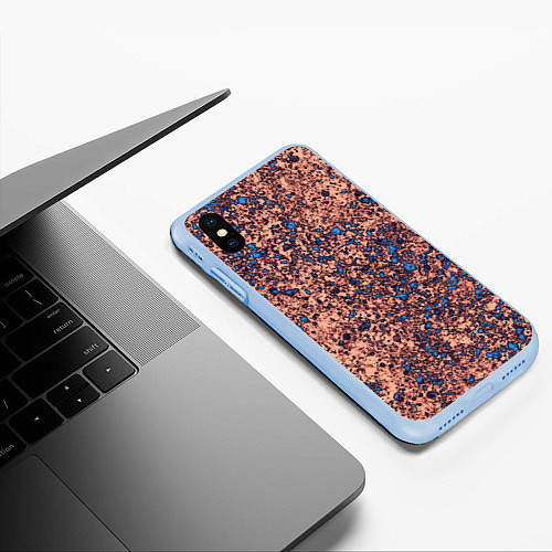 Чехол iPhone XS Max матовый Абстракция земляной с голубым свечением / 3D-Голубой – фото 3