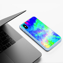 Чехол iPhone XS Max матовый Сине-зелёная кислота тай-дай, цвет: 3D-голубой — фото 2