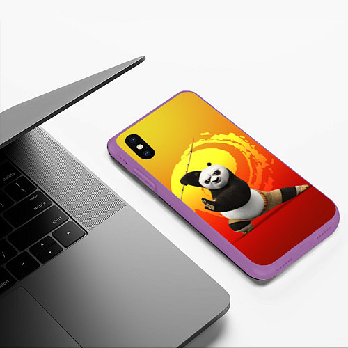 Чехол iPhone XS Max матовый Мастер По - Кунг-фу панда / 3D-Фиолетовый – фото 3