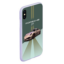 Чехол iPhone XS Max матовый Спортивный автомобиль Порше 911, цвет: 3D-светло-сиреневый — фото 2