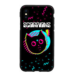 Чехол iPhone XS Max матовый Scorpions - rock star cat, цвет: 3D-черный