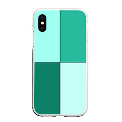 Чехол iPhone XS Max матовый Геометричный зелёный и мятный, цвет: 3D-белый