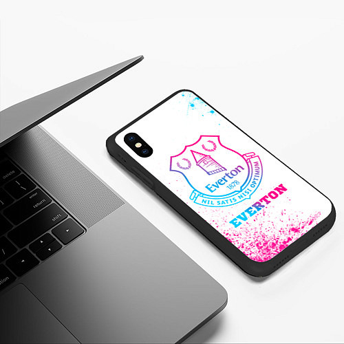 Чехол iPhone XS Max матовый Everton neon gradient style / 3D-Черный – фото 3