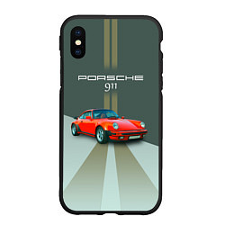 Чехол iPhone XS Max матовый Porsche спортивный немецкий автомобиль, цвет: 3D-черный