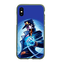 Чехол iPhone XS Max матовый Jotaro Kujo - neon glow fantasy, цвет: 3D-темно-зеленый