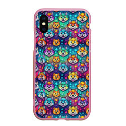 Чехол iPhone XS Max матовый Furry color anime animal faces, цвет: 3D-розовый