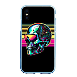 Чехол iPhone XS Max матовый Cyber skull - ai art fantasy, цвет: 3D-голубой