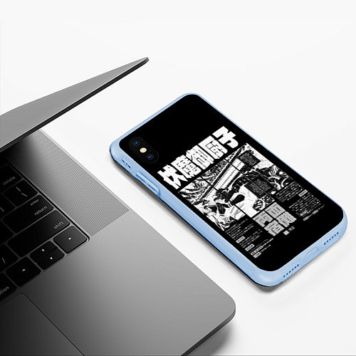 Чехол iPhone XS Max матовый Храм Суккуны - Магическая битва / 3D-Голубой – фото 3
