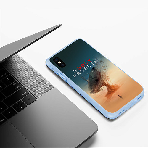 Чехол iPhone XS Max матовый 3 Body Problem - satellite / 3D-Голубой – фото 3