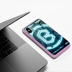 Чехол iPhone XS Max матовый Неоновая вывеска - свечение, цвет: 3D-сиреневый — фото 2