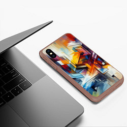 Чехол iPhone XS Max матовый Абстрактные фигуры, цвет: 3D-коричневый — фото 2