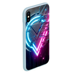 Чехол iPhone XS Max матовый Neon geometric abstraction - ai art, цвет: 3D-голубой — фото 2