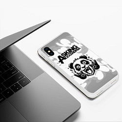 Чехол iPhone XS Max матовый Asking Alexandria рок панда на светлом фоне, цвет: 3D-белый — фото 2