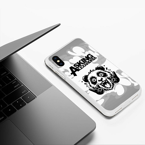 Чехол iPhone XS Max матовый Asking Alexandria рок панда на светлом фоне / 3D-Белый – фото 3