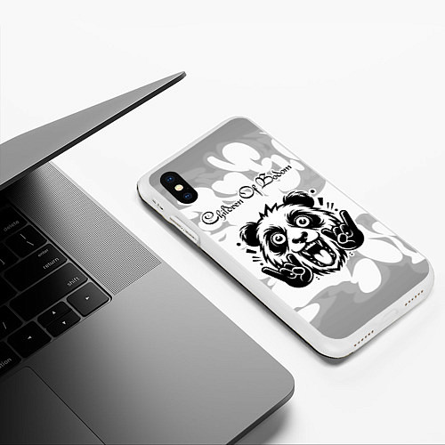 Чехол iPhone XS Max матовый Children of Bodom рок панда на светлом фоне / 3D-Белый – фото 3