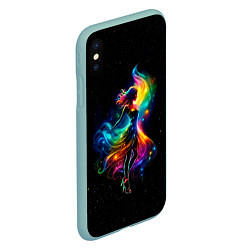 Чехол iPhone XS Max матовый Неоновая танцовщица в звездном небе, цвет: 3D-мятный — фото 2