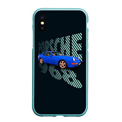 Чехол iPhone XS Max матовый Немецкая спортивная машина Porsche 968, цвет: 3D-мятный