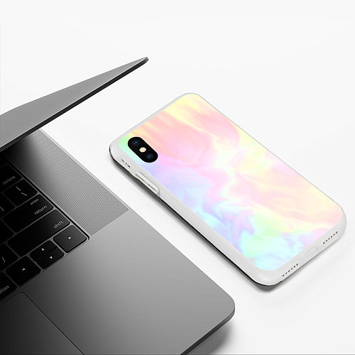 Чехол iPhone XS Max матовый Светлые краски тай-дай / 3D-Белый – фото 3