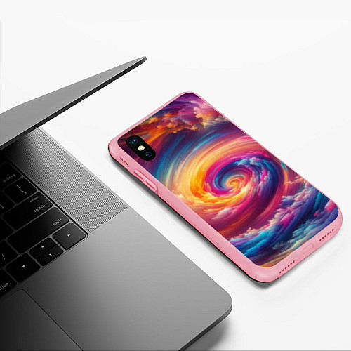 Чехол iPhone XS Max матовый Водоворот ярких красок / 3D-Баблгам – фото 3