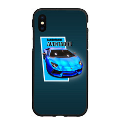 Чехол iPhone XS Max матовый Спортивная итальянская машина Lamborghini Aventado, цвет: 3D-черный