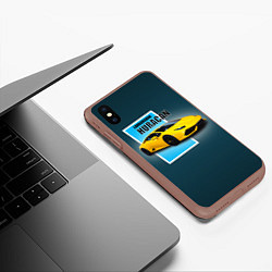 Чехол iPhone XS Max матовый Спортивная итальянская машина Lamborghini Huracan, цвет: 3D-коричневый — фото 2