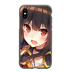 Чехол iPhone XS Max матовый Konosuba Мэгумин cute, цвет: 3D-темно-зеленый