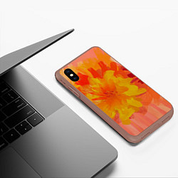 Чехол iPhone XS Max матовый Абстракция цветы мастихин, цвет: 3D-коричневый — фото 2