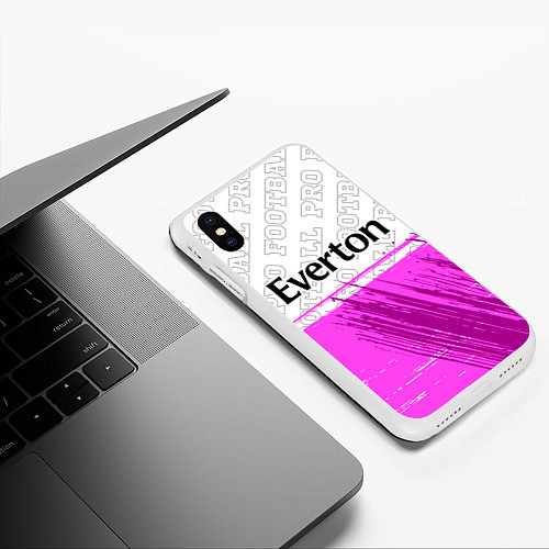 Чехол iPhone XS Max матовый Everton pro football посередине / 3D-Белый – фото 3