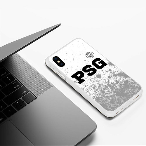 Чехол iPhone XS Max матовый PSG sport на светлом фоне посередине / 3D-Белый – фото 3