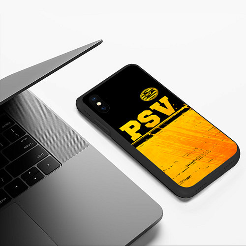 Чехол iPhone XS Max матовый PSV - gold gradient посередине / 3D-Черный – фото 3