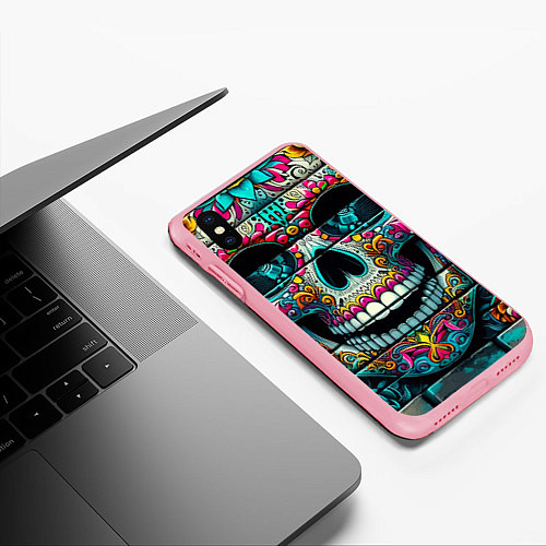 Чехол iPhone XS Max матовый Cool skull - graffiti ai art / 3D-Баблгам – фото 3
