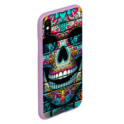 Чехол iPhone XS Max матовый Cool skull - graffiti ai art, цвет: 3D-сиреневый — фото 2