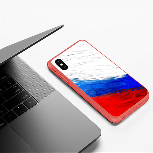 Чехол iPhone XS Max матовый Триколор красками / 3D-Красный – фото 3