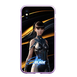 Чехол iPhone XS Max матовый Stellar Blade Eve желто-черный фон, цвет: 3D-сиреневый