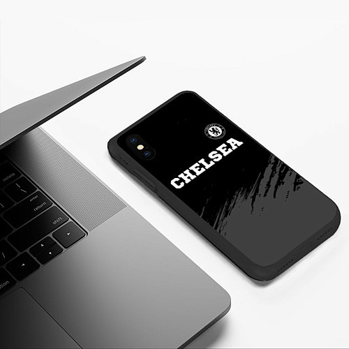 Чехол iPhone XS Max матовый Chelsea sport на темном фоне посередине / 3D-Черный – фото 3