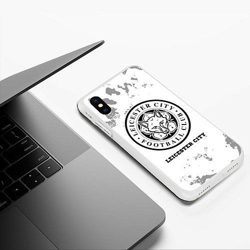 Чехол iPhone XS Max матовый Leicester City sport на светлом фоне / 3D-Белый – фото 3