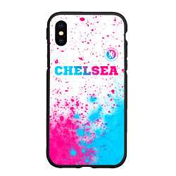 Чехол iPhone XS Max матовый Chelsea neon gradient style посередине, цвет: 3D-черный