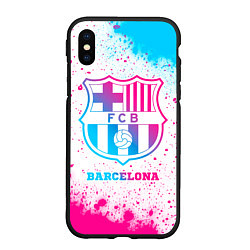 Чехол iPhone XS Max матовый Barcelona neon gradient style, цвет: 3D-черный