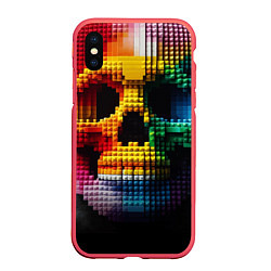 Чехол iPhone XS Max матовый Lego skull fantasy - ai art, цвет: 3D-красный