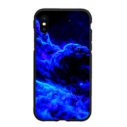 Чехол iPhone XS Max матовый Синий густой дым - inferno blue, цвет: 3D-черный