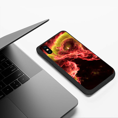 Чехол iPhone XS Max матовый Адское пламя инферно - inferno flame / 3D-Черный – фото 3