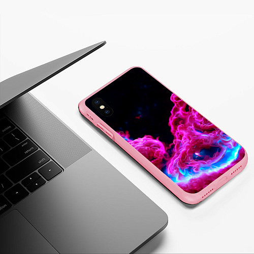 Чехол iPhone XS Max матовый Розовый густой туман - inferno pink / 3D-Баблгам – фото 3