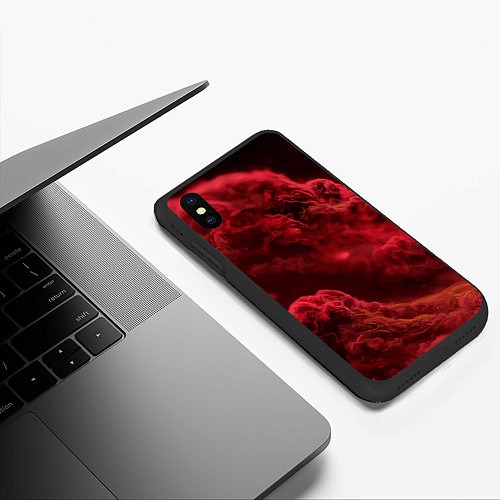 Чехол iPhone XS Max матовый Красный густой дым инферно - inferno red / 3D-Черный – фото 3