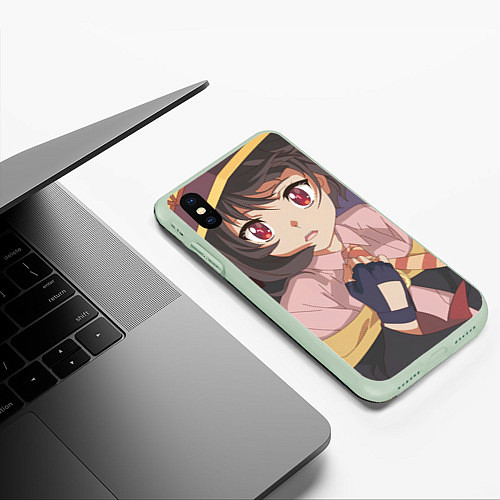 Чехол iPhone XS Max матовый Konosuba Мэгумин cute / 3D-Салатовый – фото 3
